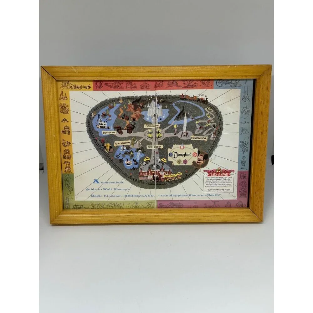 VTG Disneyland 35th Anniversary Years of‎ Magic Framed Map 12